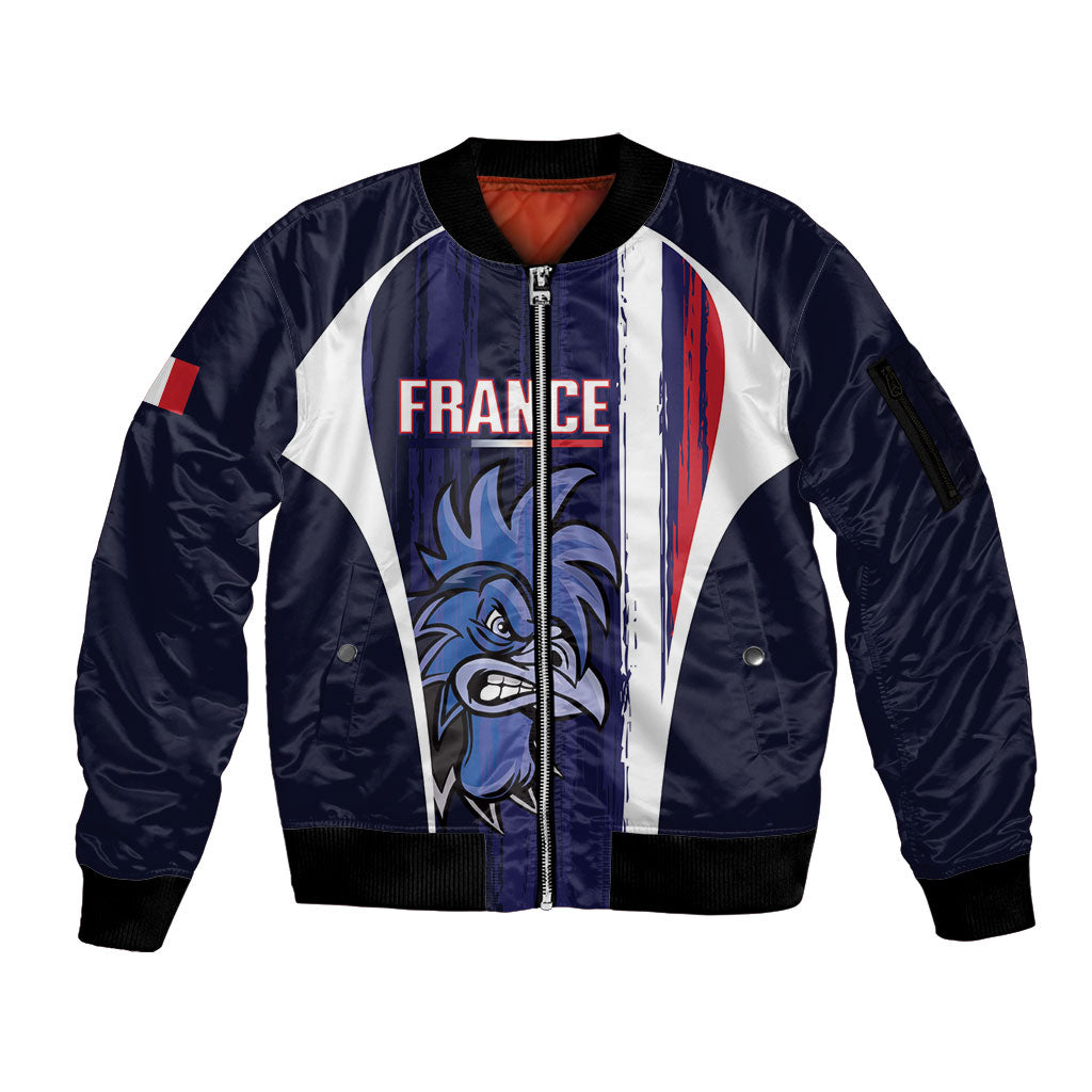 Custom France Football 2026 Sleeve Zip Bomber Jacket Allez Les Bleus Flag Brush Style