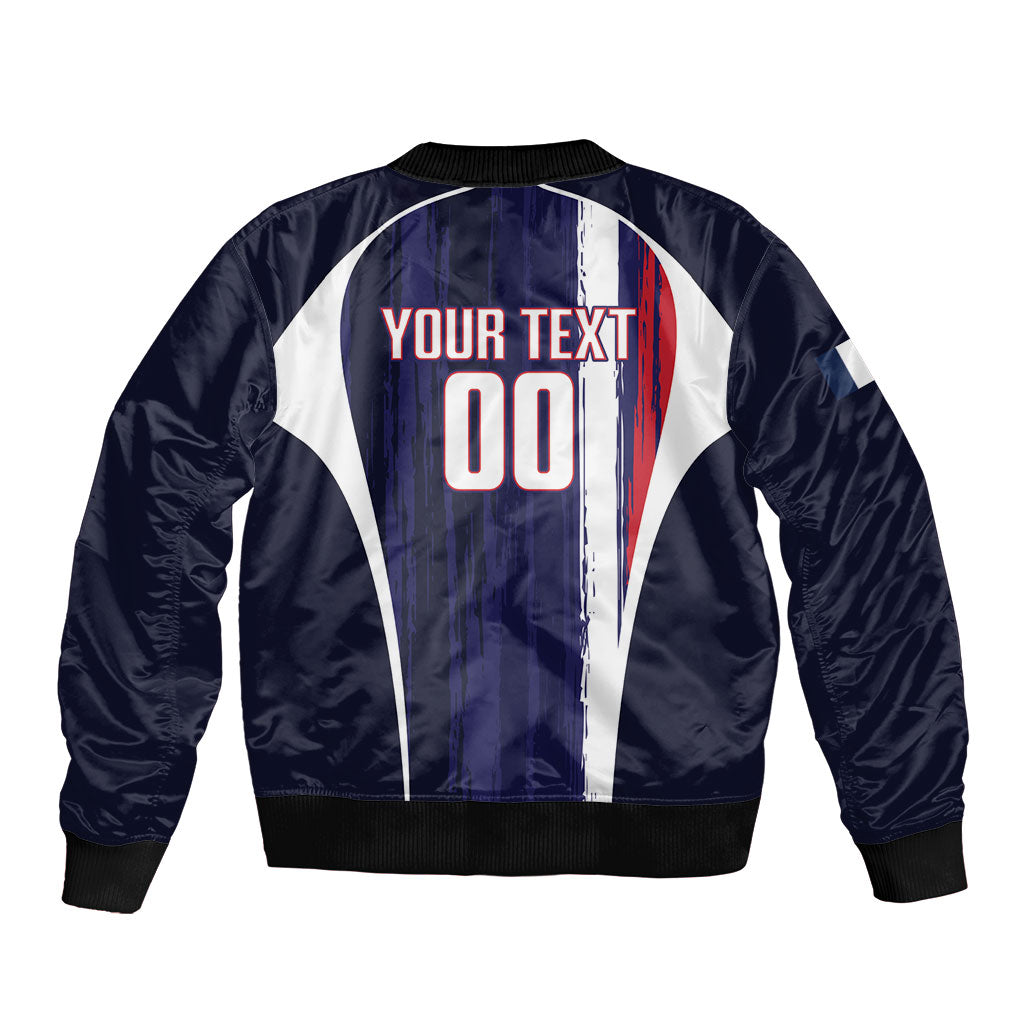 Custom France Football 2026 Sleeve Zip Bomber Jacket Allez Les Bleus Flag Brush Style
