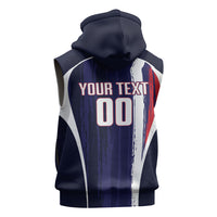 Custom France Football 2026 Sleeveless Hoodie Allez Les Bleus Flag Brush Style
