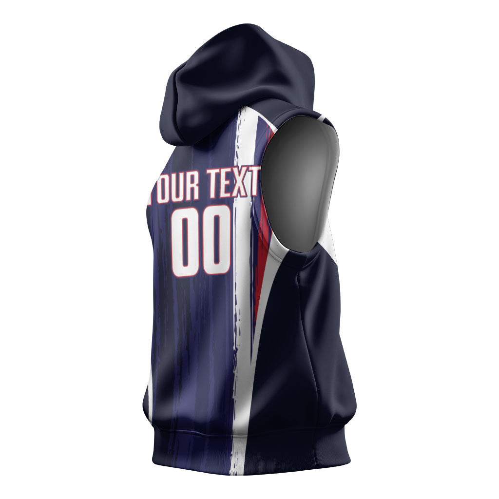 Custom France Football 2026 Sleeveless Hoodie Allez Les Bleus Flag Brush Style