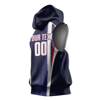 Custom France Football 2026 Sleeveless Hoodie Allez Les Bleus Flag Brush Style