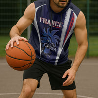 Custom France Football 2026 Sleeveless Hoodie Allez Les Bleus Flag Brush Style