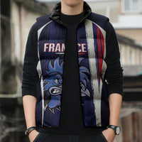 Custom France Football 2026 Sleeveless Puffer Jacket Allez Les Bleus Flag Brush Style