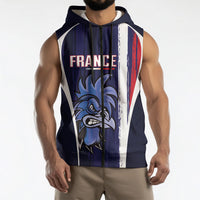 Custom France Football 2026 Sleeveless Zip Hoodie Allez Les Bleus Flag Brush Style