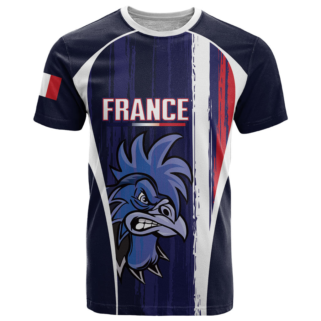 Custom France Football 2026 T Shirt Allez Les Bleus Flag Brush Style
