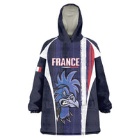 Custom France Football 2026 Wearable Blanket Hoodie Allez Les Bleus Flag Brush Style