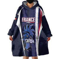 Custom France Football 2026 Wearable Blanket Hoodie Allez Les Bleus Flag Brush Style