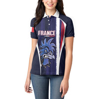 Custom France Football 2026 Women Polo Shirt Allez Les Bleus Flag Brush Style