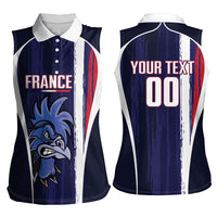 Custom France Football 2026 Women Sleeveless Polo Shirt Allez Les Bleus Flag Brush Style