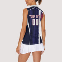 Custom France Football 2026 Women Sleeveless Polo Shirt Allez Les Bleus Flag Brush Style