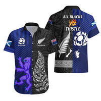 New Zealand and Scotland Rugby Hawaiian Shirt All Black Maori With Thistle Together - Wonder Print Shop