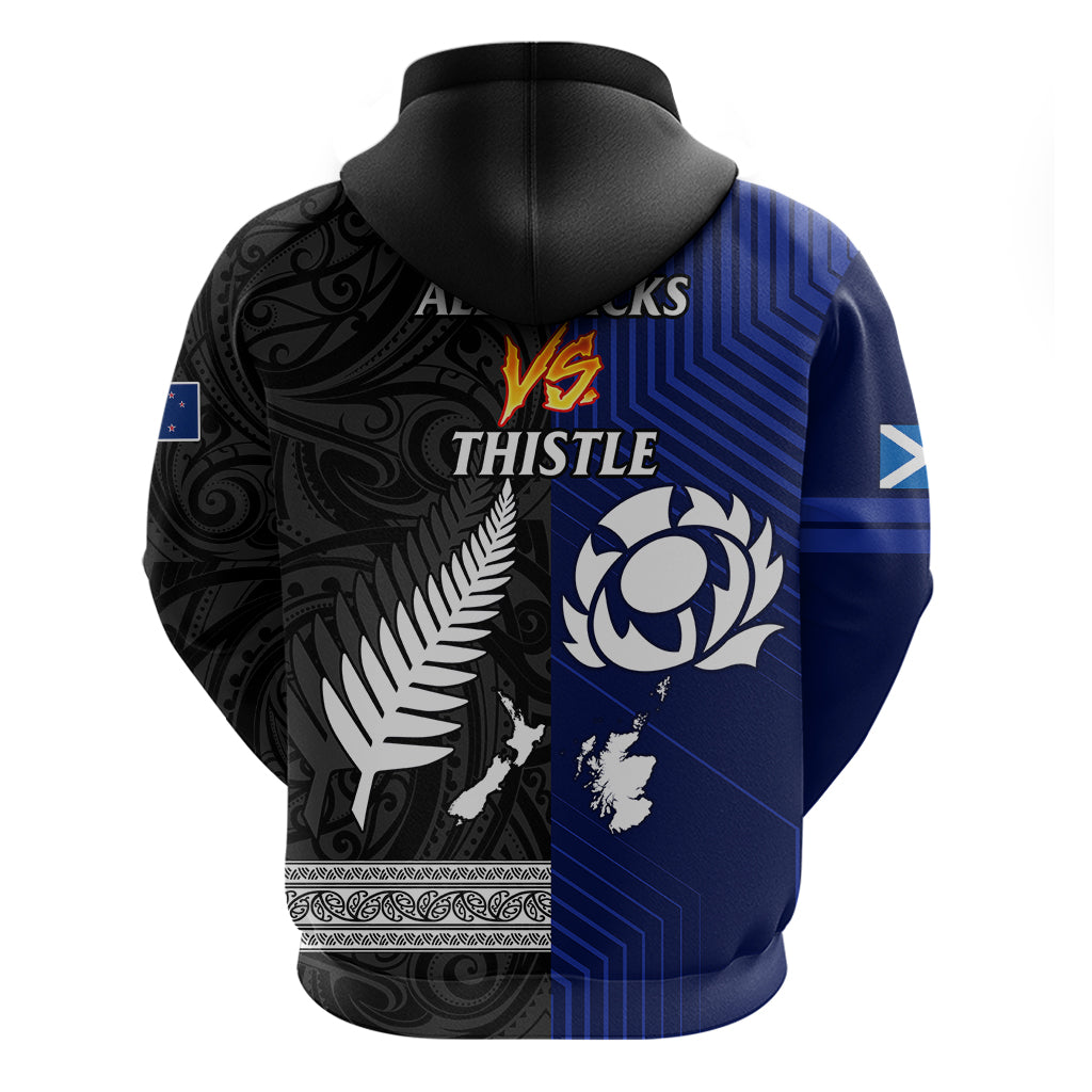 New Zealand and Scotland Rugby Hoodie All Black Maori With Thistle Together - Wonder Print Shop