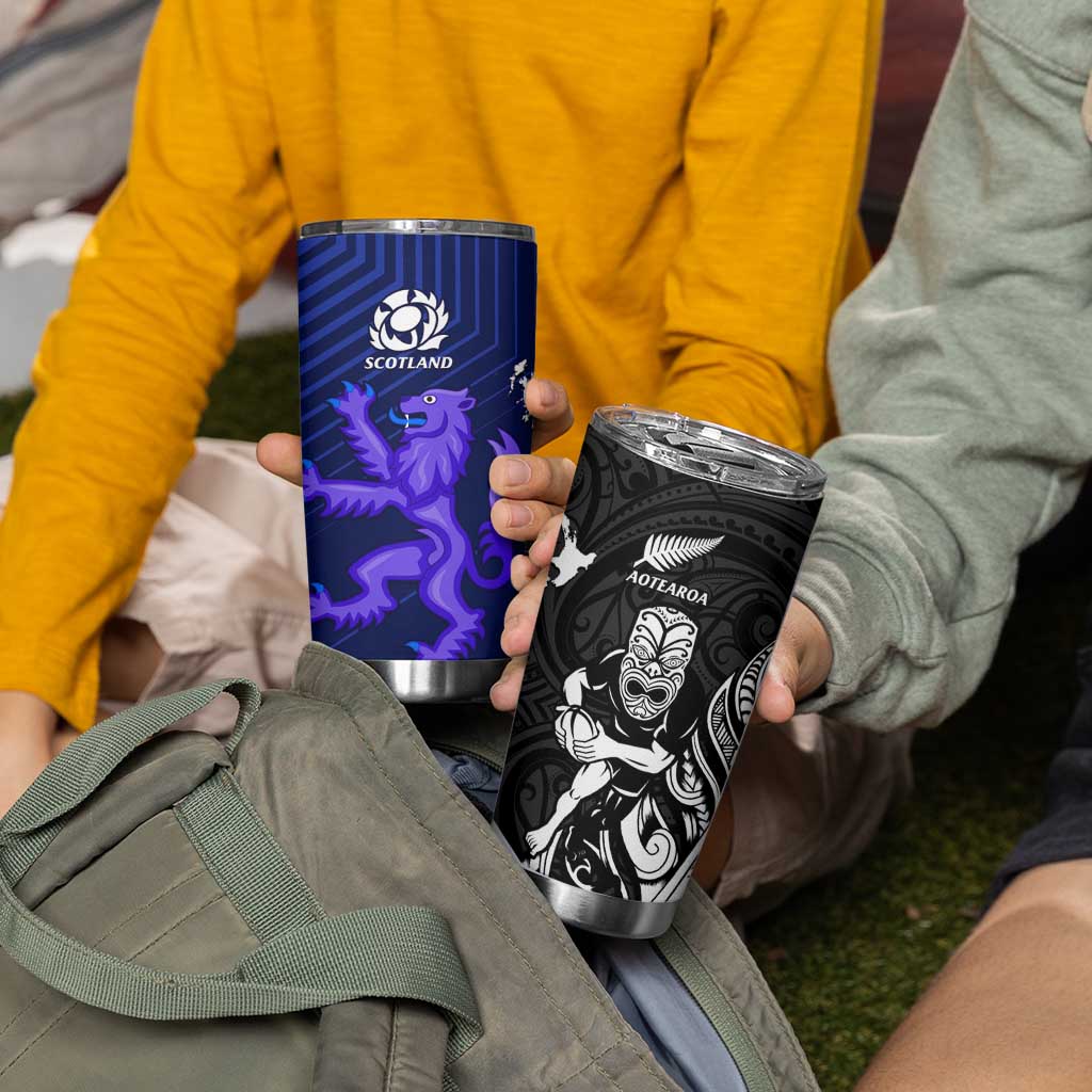 New Zealand and Scotland Rugby Tumbler Cup All Black Maori With Thistle Together - Wonder Print Shop