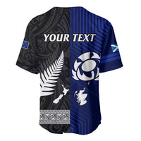 Personalised New Zealand and Scotland Rugby Baseball Jersey All Black Maori With Thistle Together - Wonder Print Shop