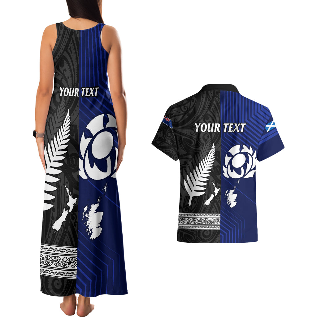 Personalised New Zealand and Scotland Rugby Couples Matching Tank Maxi Dress And Hawaiian Shirt All Black Maori With Thistle Together - Wonder Print Shop