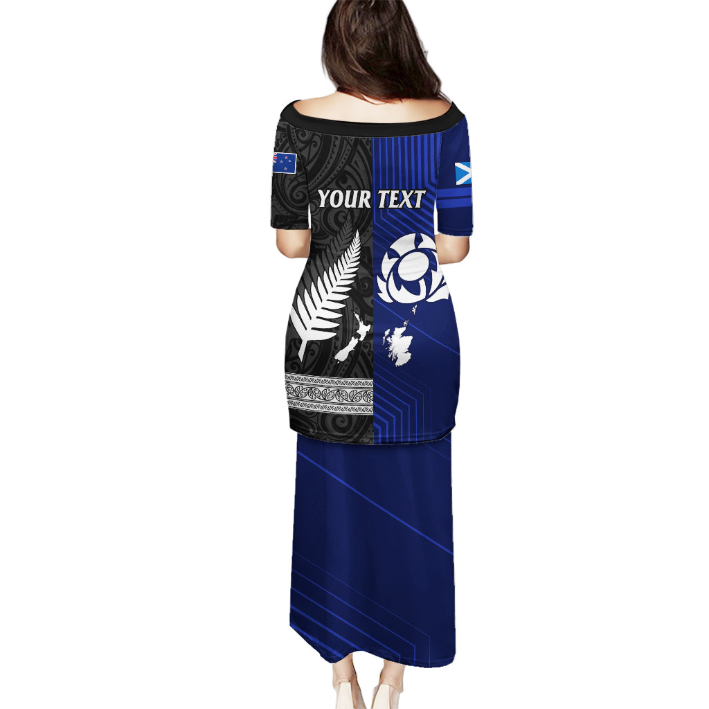Personalised New Zealand and Scotland Rugby Puletasi All Black Maori With Thistle Together - Wonder Print Shop