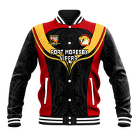 Papua New Guinea Rugby Baseball Jacket Port Moresby Vipers PNG Polynesian Pattern - Wonder Print Shop