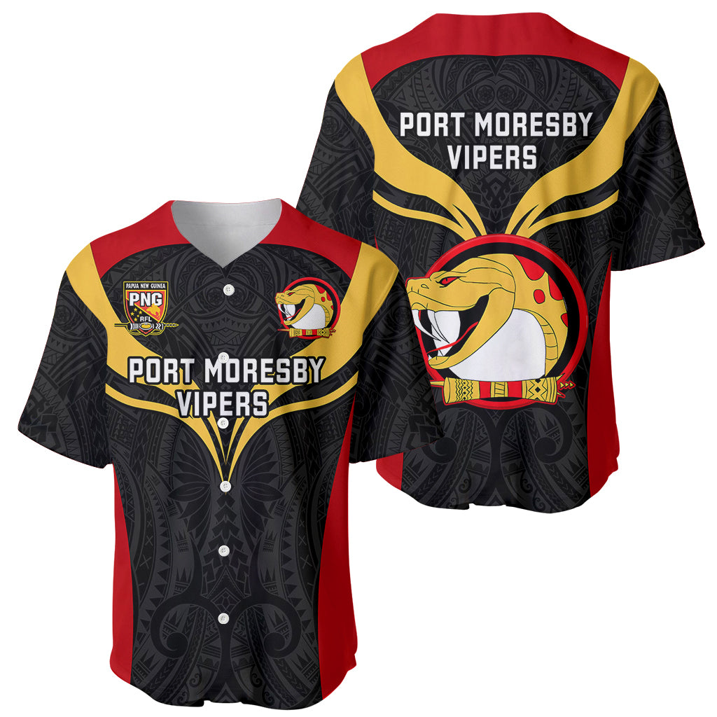Papua New Guinea Rugby Baseball Jersey Port Moresby Vipers PNG Polynesian Pattern - Wonder Print Shop