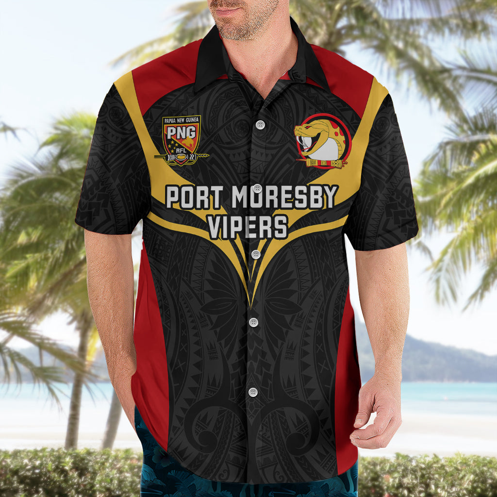 Papua New Guinea Rugby Hawaiian Shirt Port Moresby Vipers PNG Polynesian Pattern - Wonder Print Shop