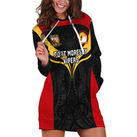 Papua New Guinea Rugby Hoodie Dress Port Moresby Vipers PNG Polynesian Pattern - Wonder Print Shop