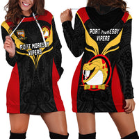 Papua New Guinea Rugby Hoodie Dress Port Moresby Vipers PNG Polynesian Pattern - Wonder Print Shop