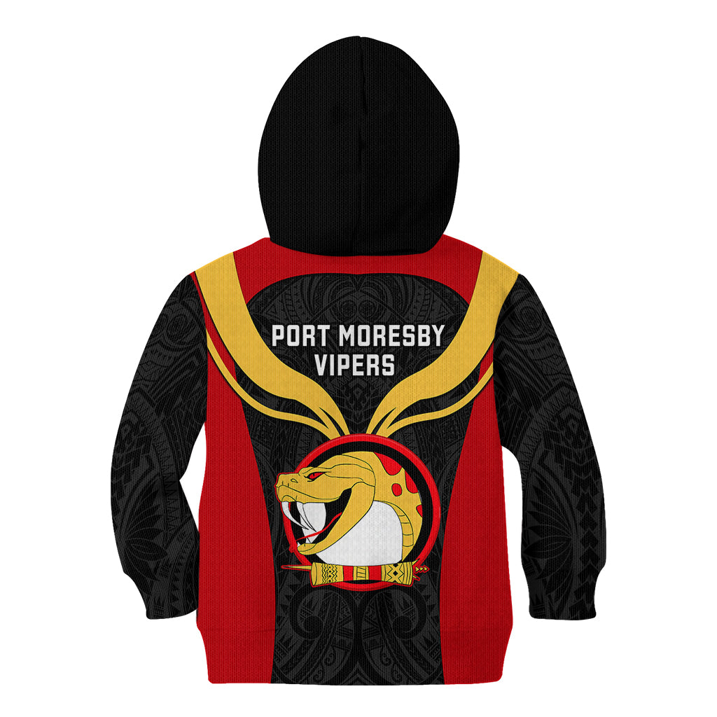 Papua New Guinea Rugby Kid Hoodie Port Moresby Vipers PNG Polynesian Pattern - Wonder Print Shop