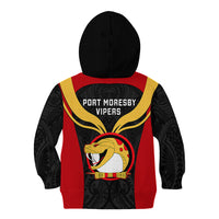 Papua New Guinea Rugby Kid Hoodie Port Moresby Vipers PNG Polynesian Pattern - Wonder Print Shop