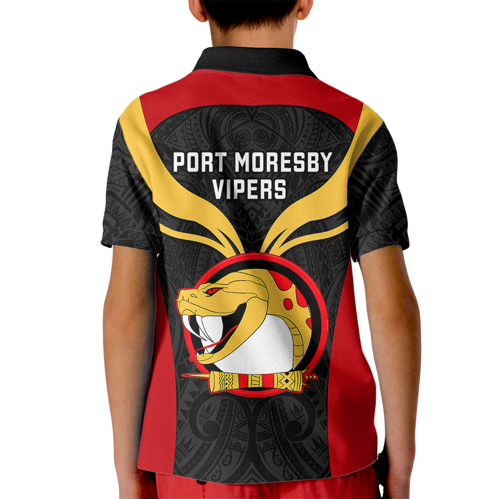 Papua New Guinea Rugby Kid Polo Shirt Port Moresby Vipers PNG Polynesian Pattern - Wonder Print Shop