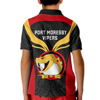 Papua New Guinea Rugby Kid Polo Shirt Port Moresby Vipers PNG Polynesian Pattern - Wonder Print Shop