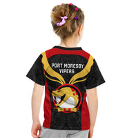 Papua New Guinea Rugby Kid T Shirt Port Moresby Vipers PNG Polynesian Pattern - Wonder Print Shop