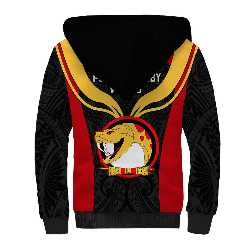 Papua New Guinea Rugby Sherpa Hoodie Port Moresby Vipers PNG Polynesian Pattern - Wonder Print Shop