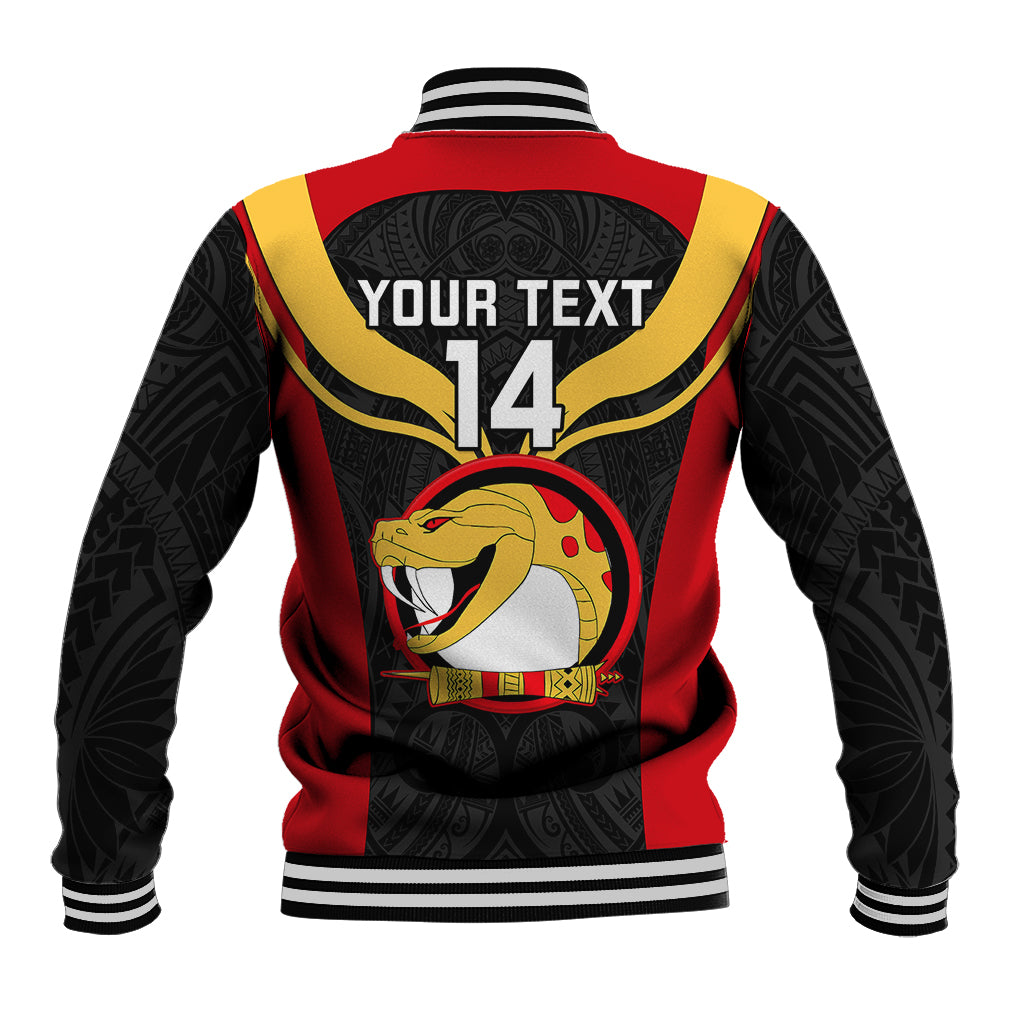 Custom Papua New Guinea Rugby Baseball Jacket Port Moresby Vipers PNG Polynesian Pattern - Wonder Print Shop
