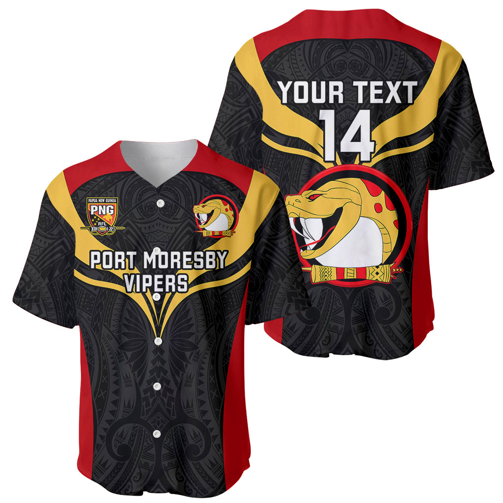 Custom Papua New Guinea Rugby Baseball Jersey Port Moresby Vipers PNG Polynesian Pattern - Wonder Print Shop