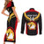 Custom Papua New Guinea Rugby Couples Matching Short Sleeve Bodycon Dress and Long Sleeve Button Shirts Port Moresby Vipers PNG Polynesian Pattern - Wonder Print Shop