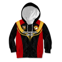 Custom Papua New Guinea Rugby Kid Hoodie Port Moresby Vipers PNG Polynesian Pattern - Wonder Print Shop