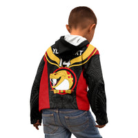 Custom Papua New Guinea Rugby Kid Hoodie Port Moresby Vipers PNG Polynesian Pattern - Wonder Print Shop