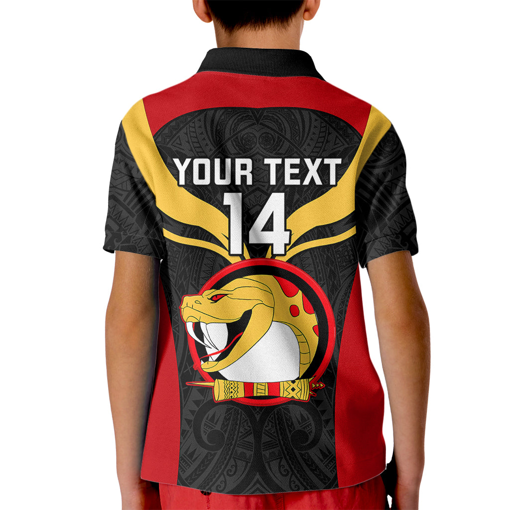 Custom Papua New Guinea Rugby Kid Polo Shirt Port Moresby Vipers PNG Polynesian Pattern - Wonder Print Shop