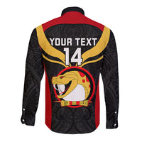 Custom Papua New Guinea Rugby Long Sleeve Button Shirt Port Moresby Vipers PNG Polynesian Pattern - Wonder Print Shop