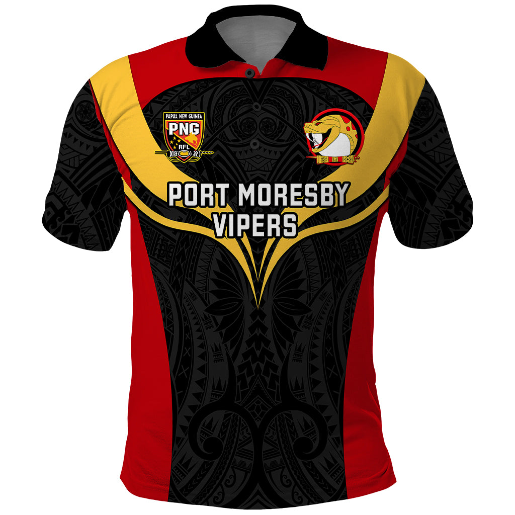 Custom Papua New Guinea Rugby Polo Shirt Port Moresby Vipers PNG Polynesian Pattern - Wonder Print Shop