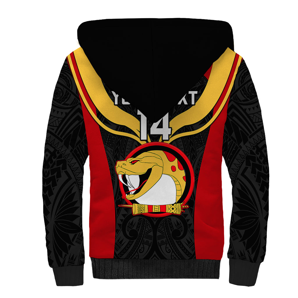 Custom Papua New Guinea Rugby Sherpa Hoodie Port Moresby Vipers PNG Polynesian Pattern - Wonder Print Shop