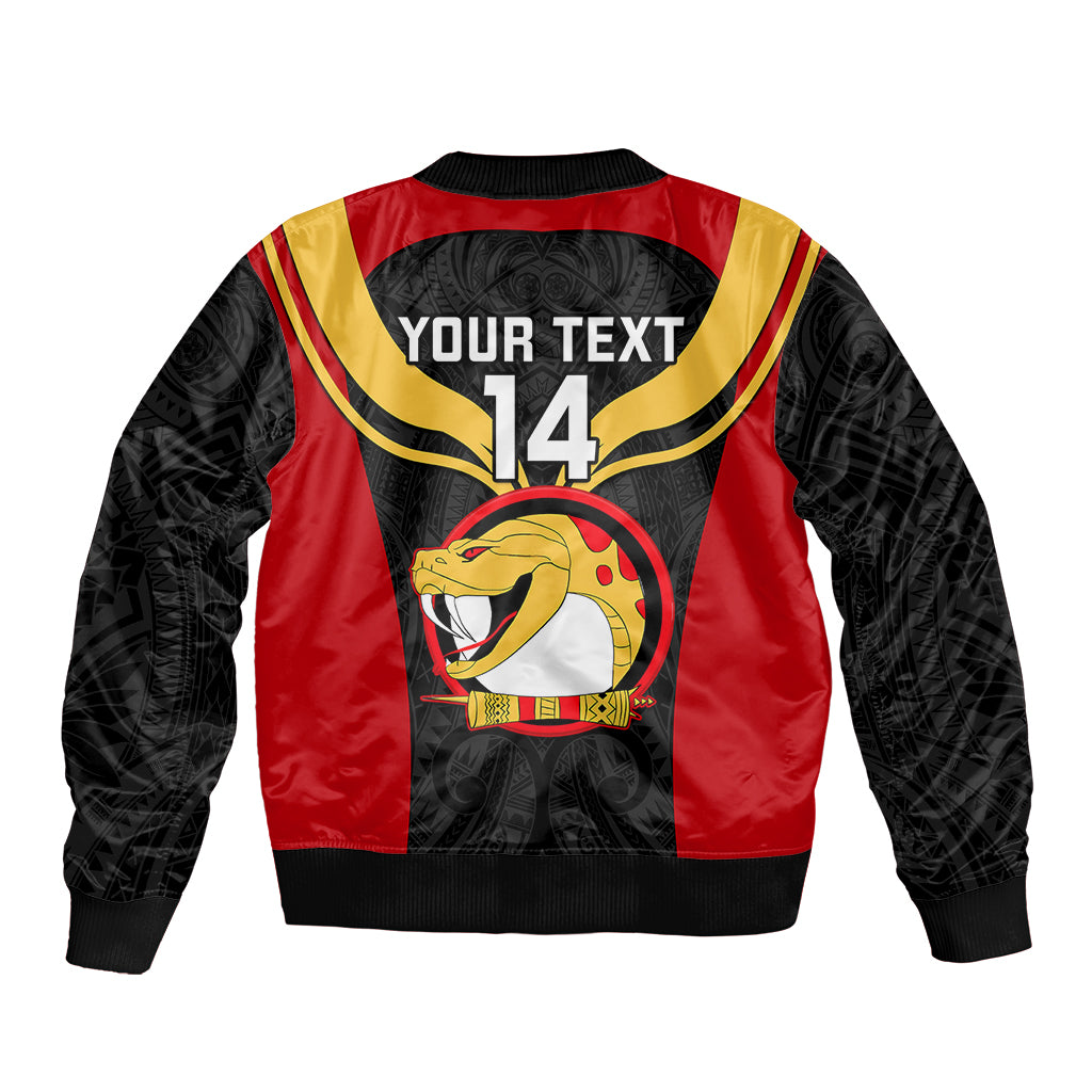 Custom Papua New Guinea Rugby Sleeve Zip Bomber Jacket Port Moresby Vipers PNG Polynesian Pattern - Wonder Print Shop