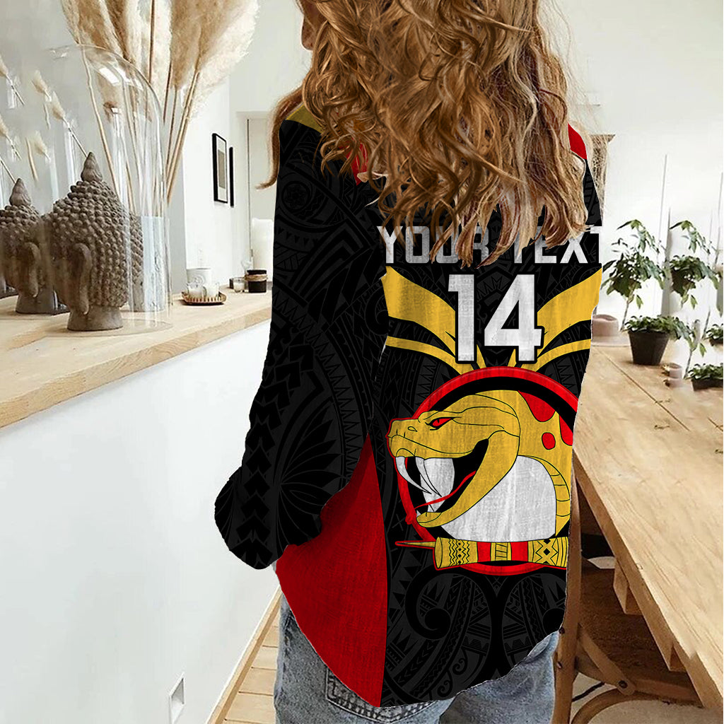 Custom Papua New Guinea Rugby Women Casual Shirt Port Moresby Vipers PNG Polynesian Pattern - Wonder Print Shop