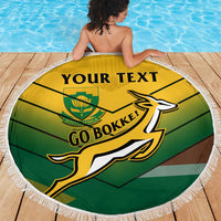 Custom South Africa Rugby Beach Blanket Springboks Go Champions African Pattern - Wonder Print Shop