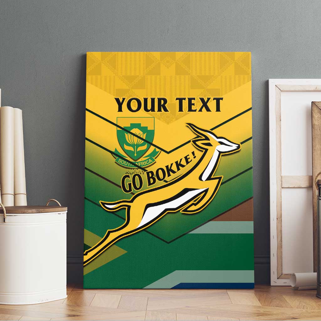 Custom South Africa Rugby Canvas Wall Art Springboks Go Champions African Pattern - Wonder Print Shop