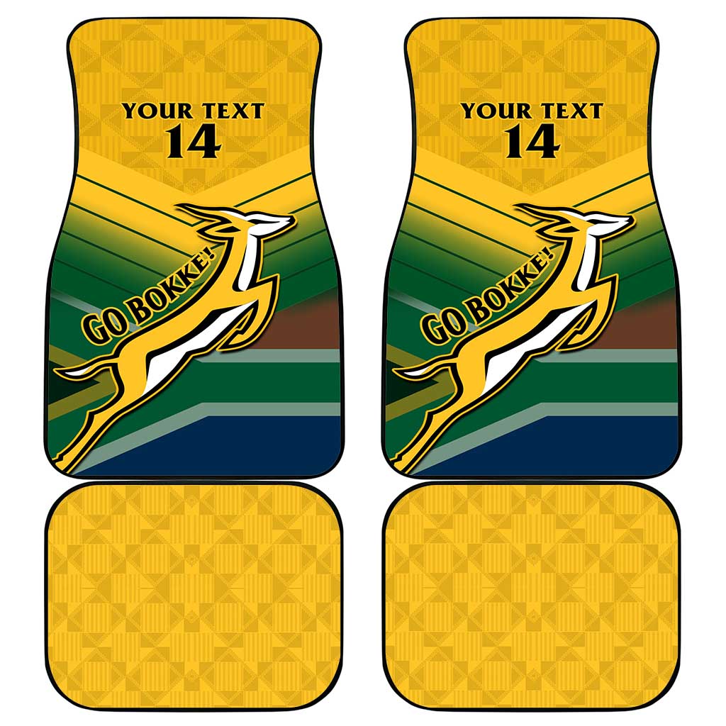 Custom South Africa Rugby Car Mats Springboks Go Champions African Pattern - Wonder Print Shop