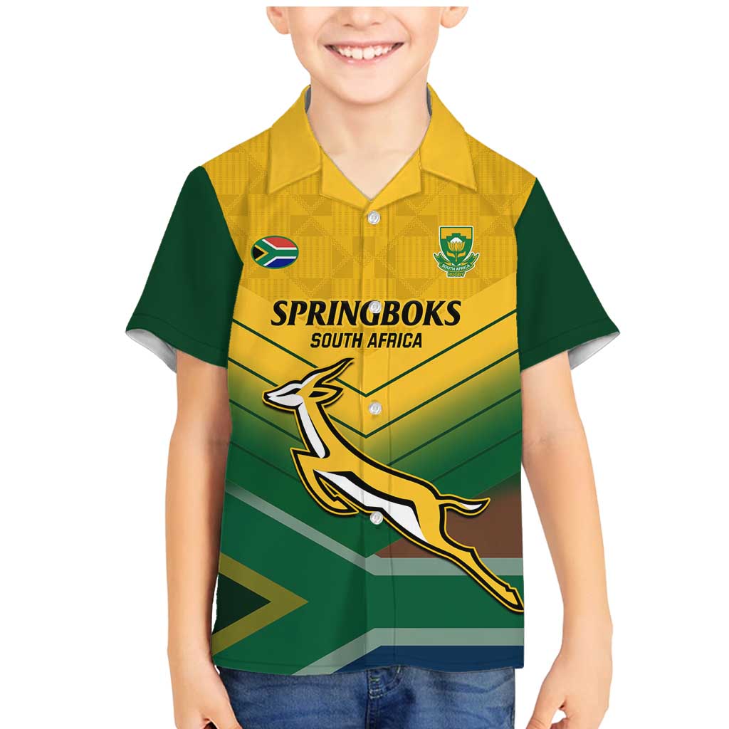 Custom South Africa Rugby Family Matching Mermaid Dress and Hawaiian Shirt Springboks Go Champions African Pattern - Wonder Print Shop