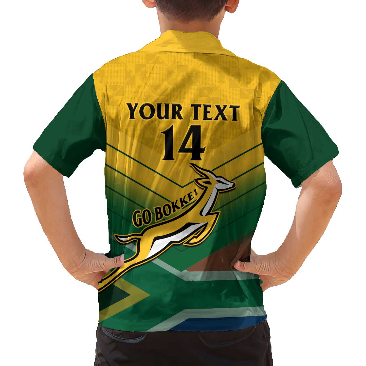 Custom South Africa Rugby Family Matching Off Shoulder Short Dress and Hawaiian Shirt Springboks Go Champions African Pattern - Wonder Print Shop