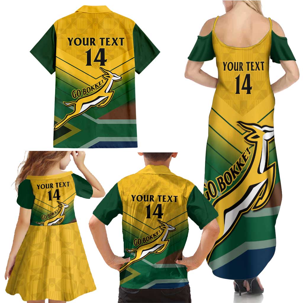Custom South Africa Rugby Family Matching Summer Maxi Dress and Hawaiian Shirt Springboks Go Champions African Pattern - Wonder Print Shop