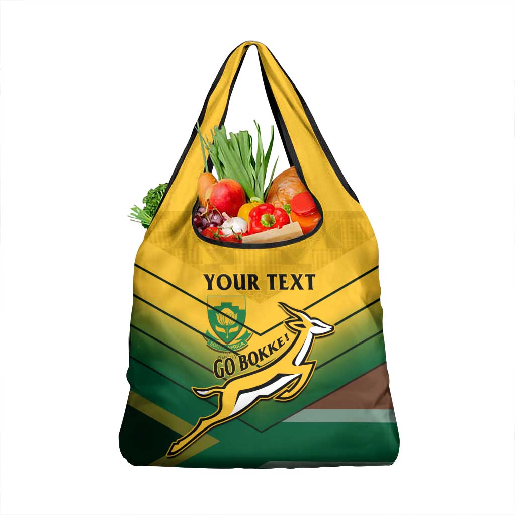 Custom South Africa Rugby Grocery Bag Springboks Go Champions African Pattern