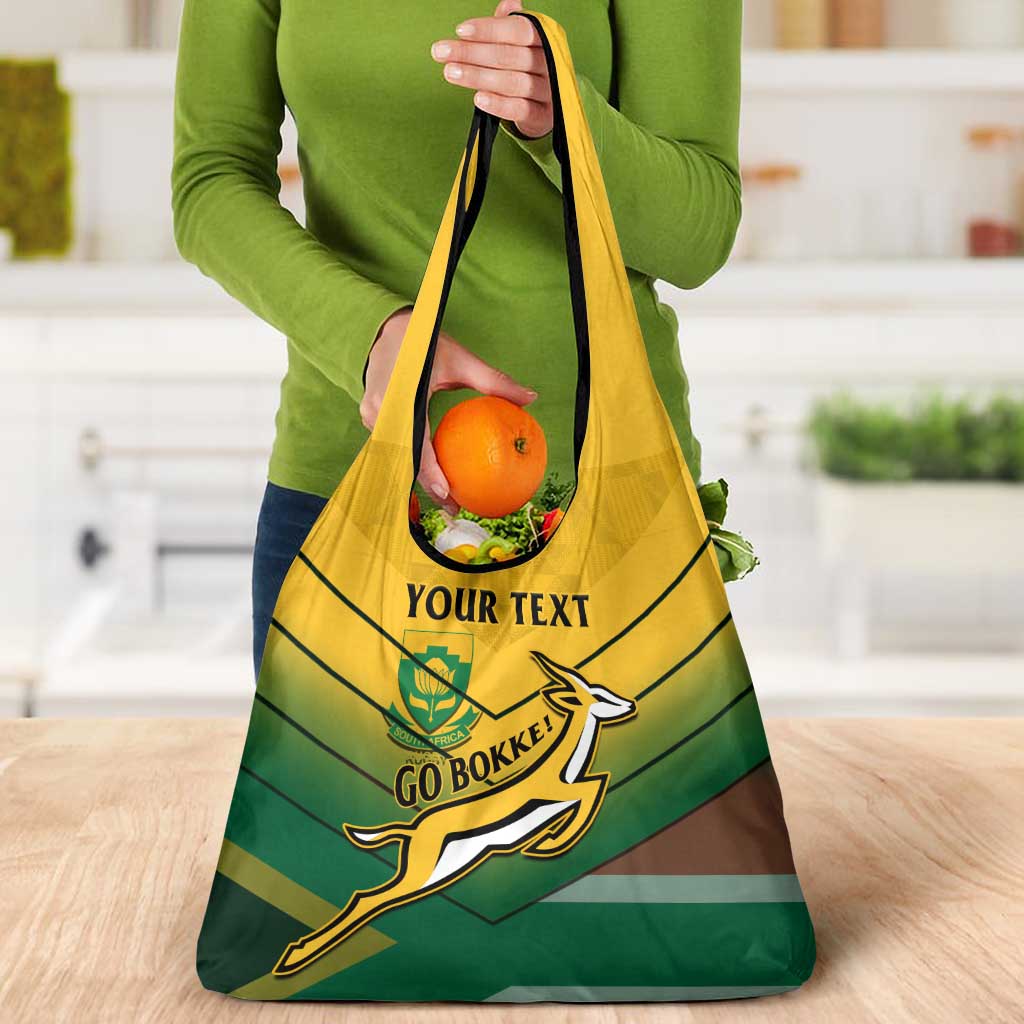 Custom South Africa Rugby Grocery Bag Springboks Go Champions African Pattern